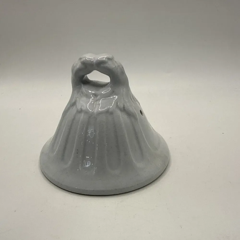 Vintage White Porcelain Ceramic Love Birds Figurine Bell Wedding Decor
